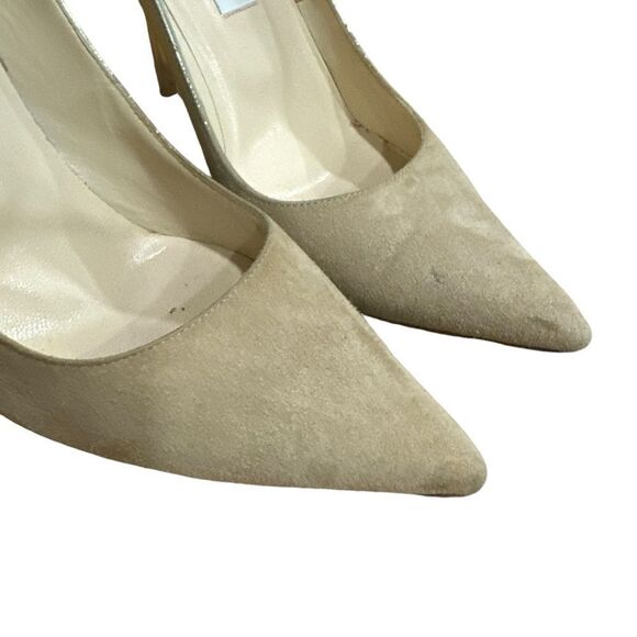 Jimmy Choo Abel Degradé Metallic Gold Tan Beige Suede Pointed Toe Stiletto Pumps - Picture 4 of 15